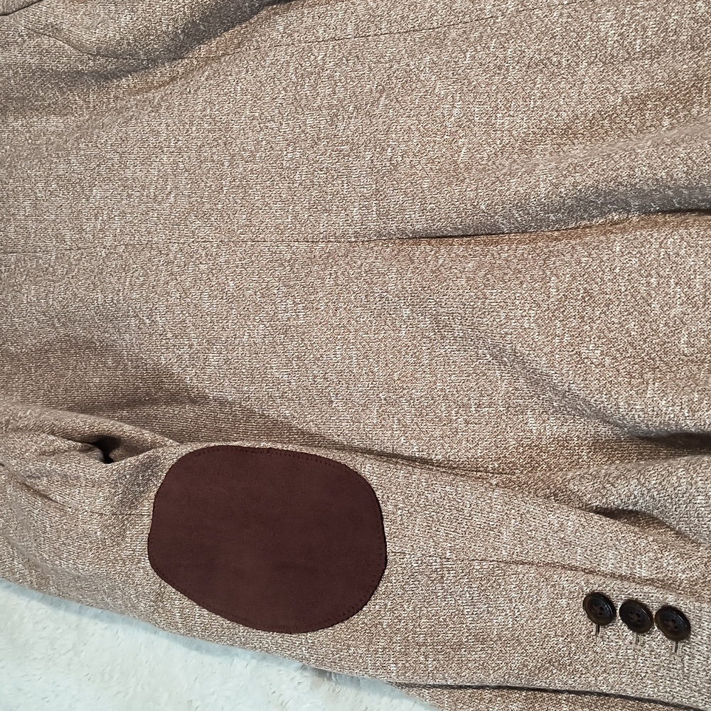 Tommy Hilfiger Women's Tan Marled Knit Blazer Elbow Patches Jacket Size 2 Preppy - Picture 12 of 16